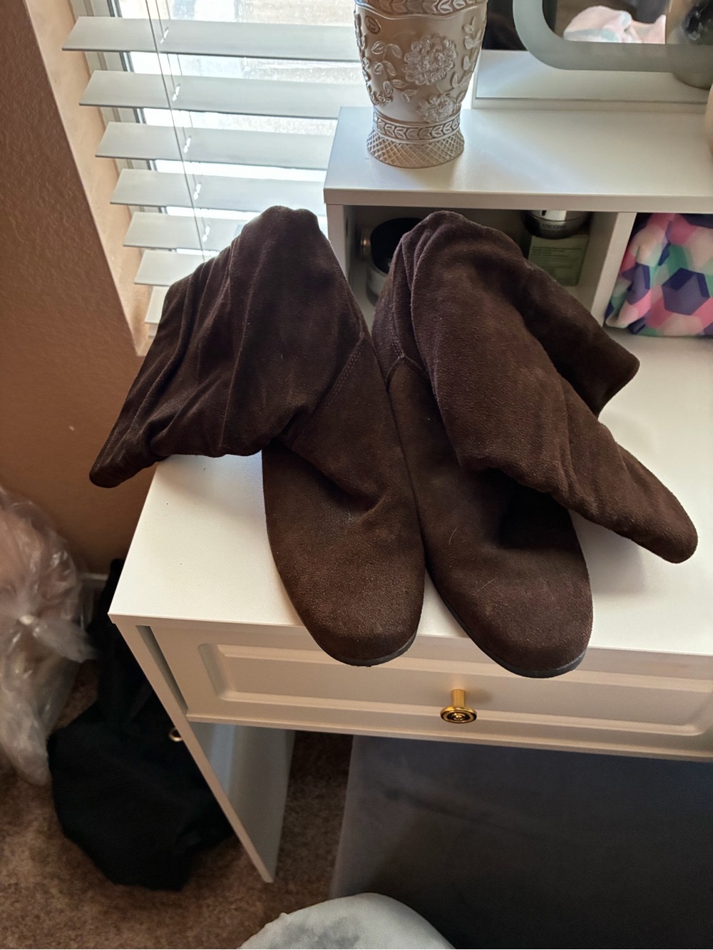 jcpenney Dark Brown Suede Slouch Heeled Boots